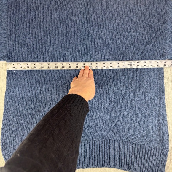 Jenni Kayne Everyday Sweater Blue 100% Cotton Crew Neck Medium Preppy Coastal - Picture 5 of 9